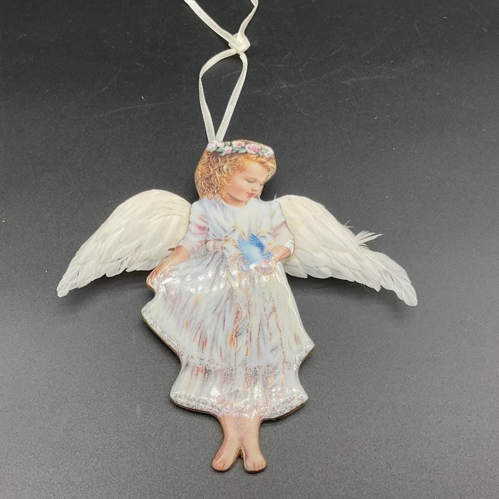 Vintage Bradford Christmas Porcelain Angel Ornament Gentle Guardian ‎ Gelsinger